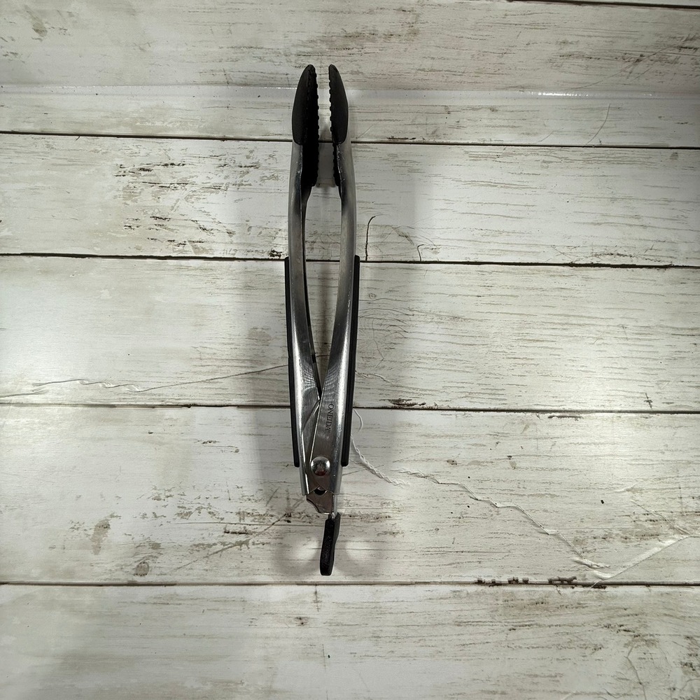 Oneida Stainless Steel Kitchen‎ Tongs Black Silicone Tips Locking Handle 12 Inch